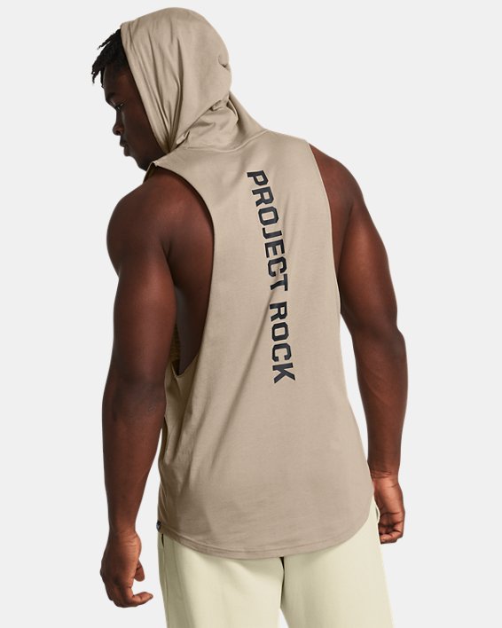 Men's Project Rock Payoff Live Sleeveless Hoodie in Brown image number 1